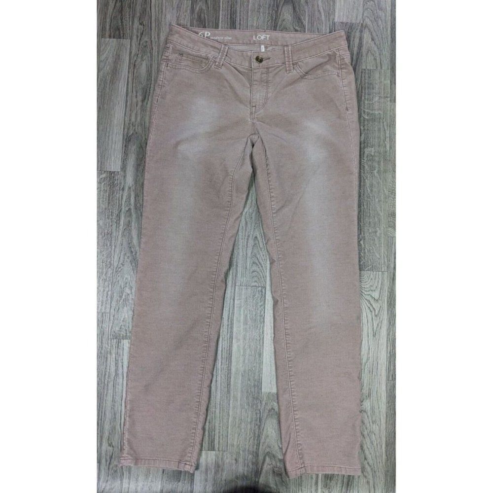 (3/$35) Ann Taylor Loft Size 6 Petite Modern‎ Slim Pink Brown Corduroy Pants